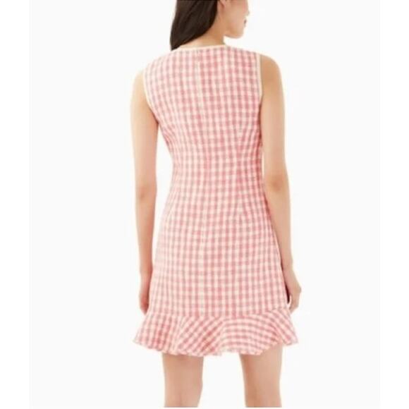 Kate Spade Gingham Tweed Dress Ivory Peach Nectar Size 14 Sleeveless - Picture 9 of 11